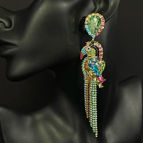 Naomi - Luxury Statement Multicolor Natural Crystals Dangle Earrings.2025 Trendy - Picture 11 of 12